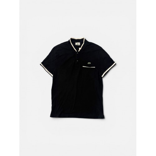 Lacoste Μαύρη Ανδρική Μπλούζα Polo με Τσέπη και Λευκές Λεπτομέρειες